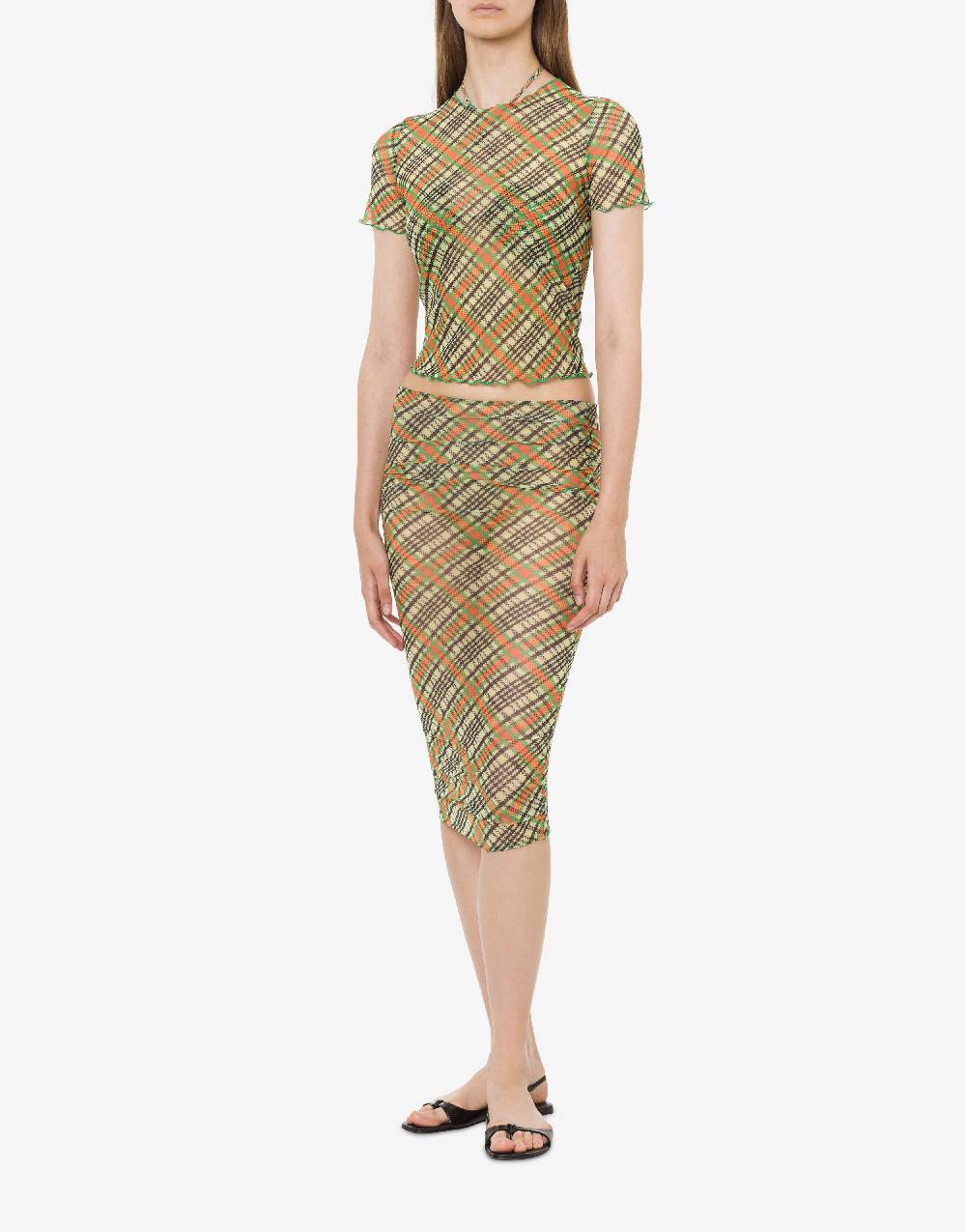 Philosophy Di Lorenzo Serafini T-shirt beachwear in tulle Check Nuovo