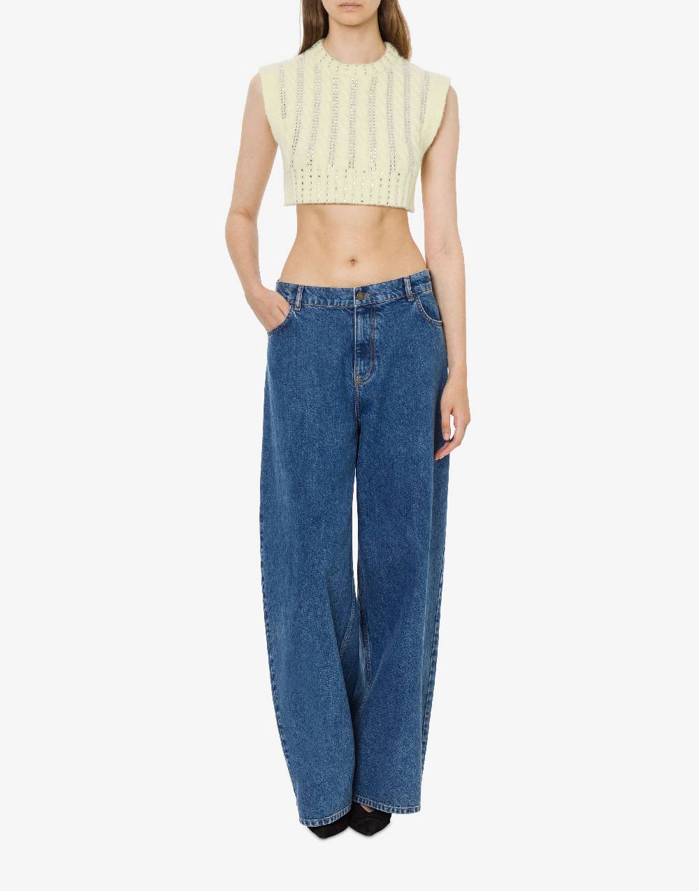 Philosophy Di Lorenzo Serafini Crop top in baby alpaca e lana con strass Qualità Garantita