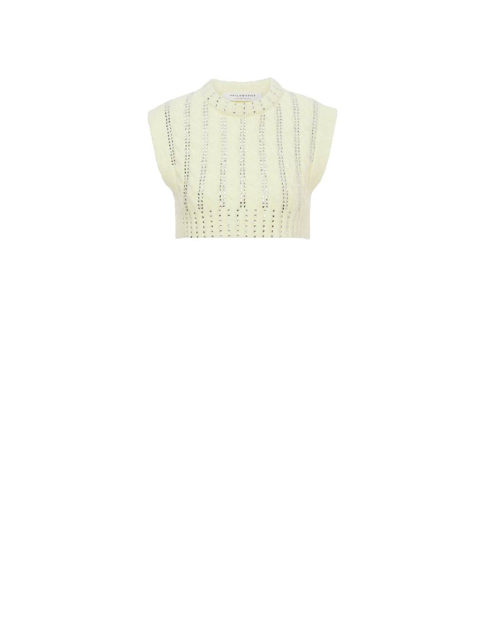 Philosophy Di Lorenzo Serafini Crop top in baby alpaca e lana con strass Qualità Garantita