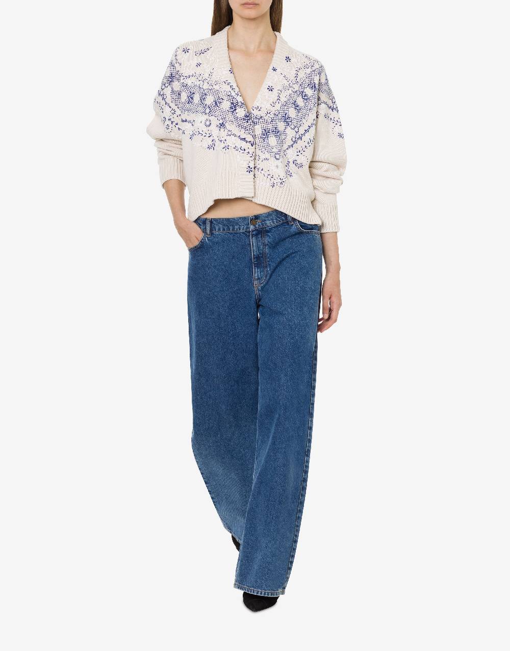 Philosophy Di Lorenzo Serafini Cardigan in cotone e lana con stampa Promozione Limitata