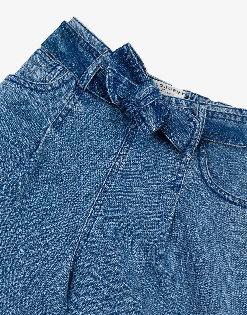 Philosophy Di Lorenzo Serafini Kids short in denim con patch 'doppia P' 2025