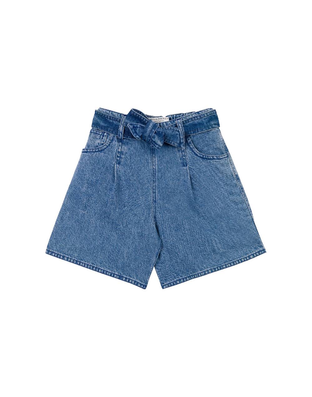 Philosophy Di Lorenzo Serafini Kids short in denim con patch 'doppia P' 2025