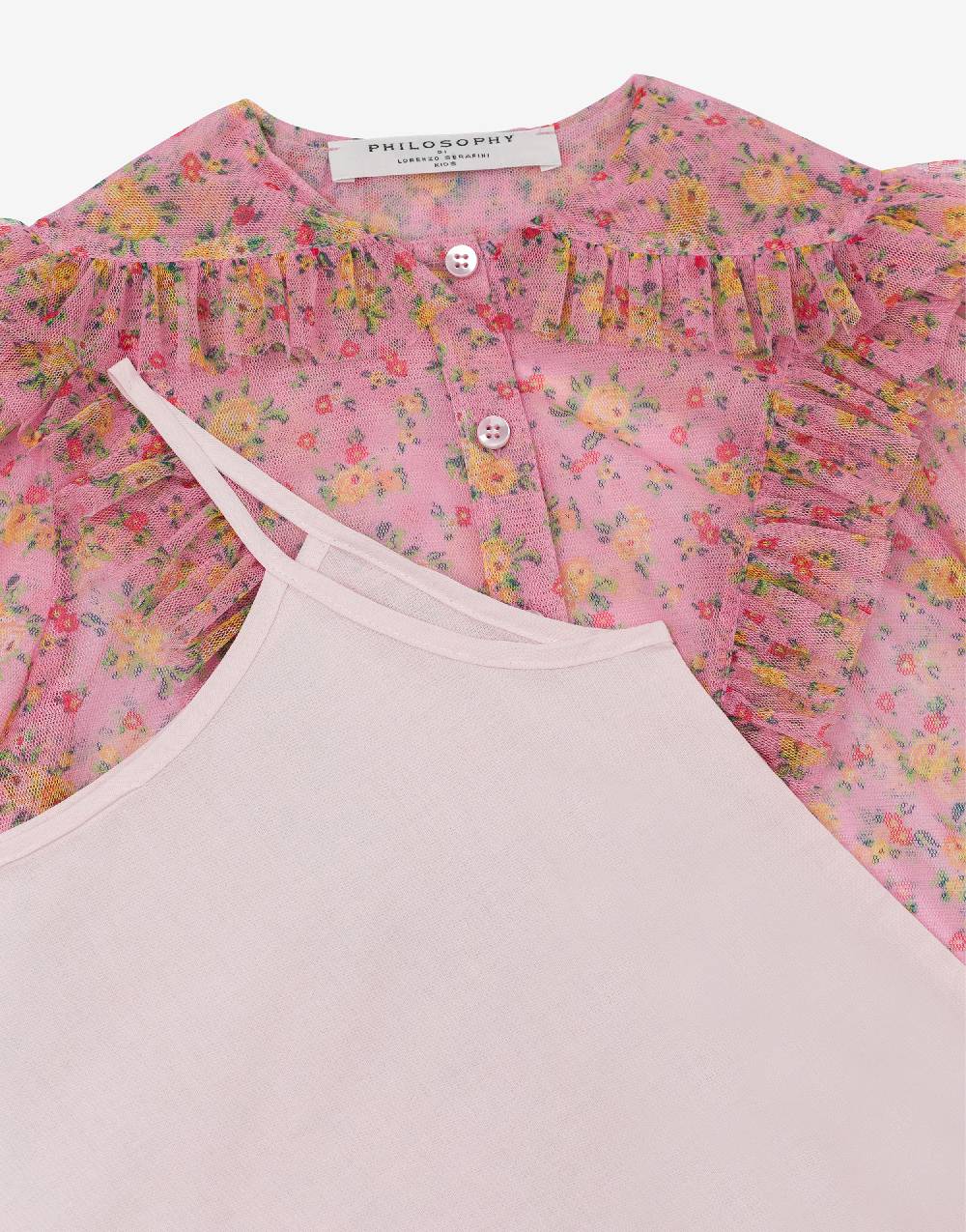 Philosophy Di Lorenzo Serafini Kids camicia in tulle con stampa fiori Spedizione Gratuita