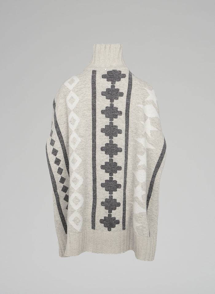 Lorena Antoniazzi PONCHO JACQUARD IN LANA E ALPACA Vendita Calda