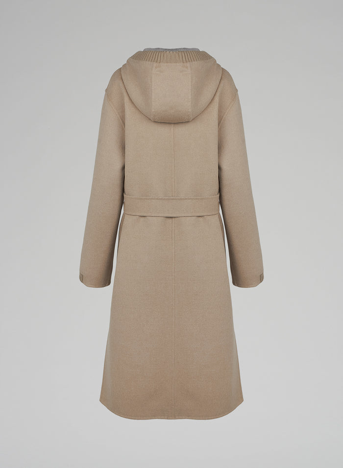 Lorena Antoniazzi CAPPOTTO IN LANA E ANGORA CON CAPPUCCIO Prezzo Ridotto
