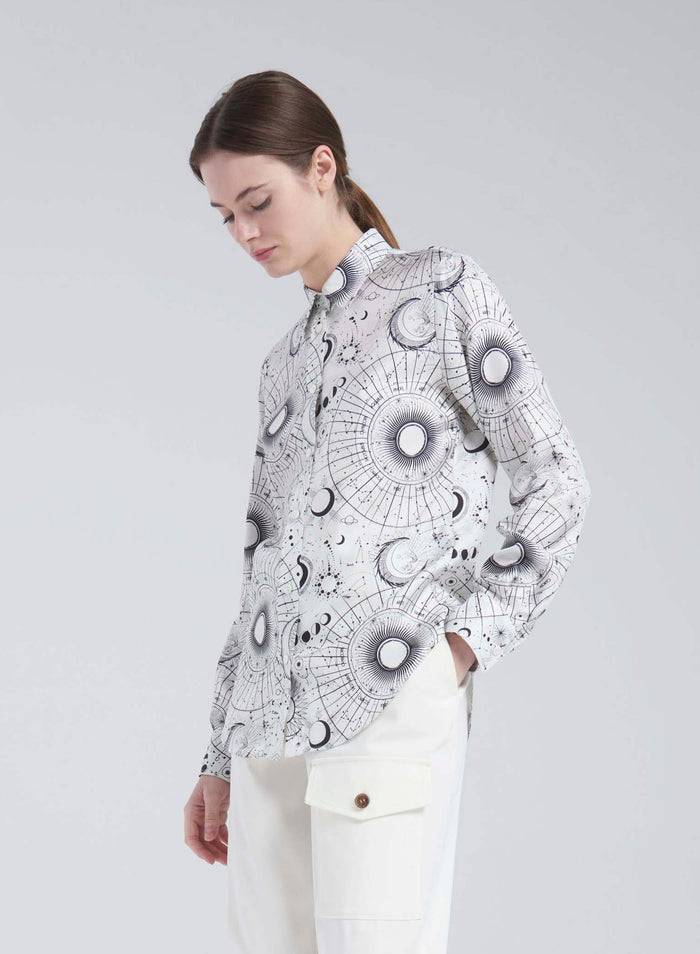 Lorena Antoniazzi CAMICIA IN SETA STAMPATA Vendita Calda