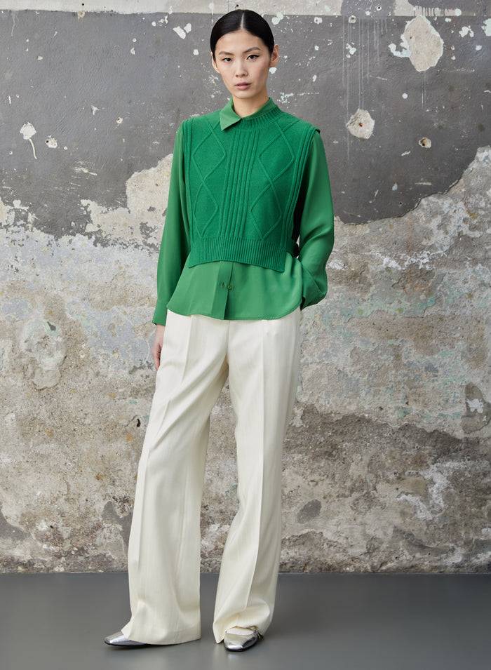 Lorena Antoniazzi PANTALONI IN LANA JACQUARD Nuova