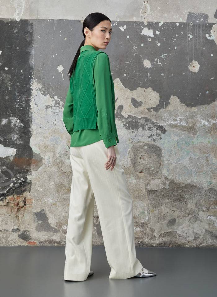 Lorena Antoniazzi PANTALONI IN LANA JACQUARD Nuova