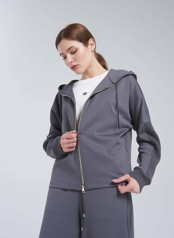 Lorena Antoniazzi FELPA CON CAPPUCCIO IN COTONE Promozione
