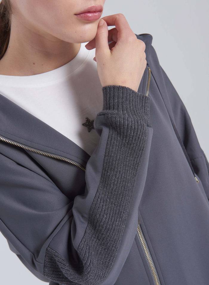 Lorena Antoniazzi FELPA CON CAPPUCCIO IN COTONE Promozione