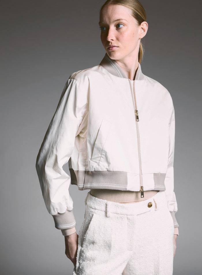 Lorena Antoniazzi BOMBER CROPPED IN NYLON In Linea