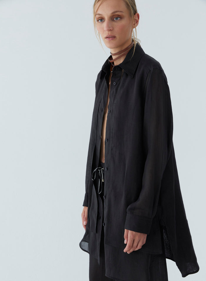 Lorena Antoniazzi MAXI CAMICIA IN RAMIE Promozione