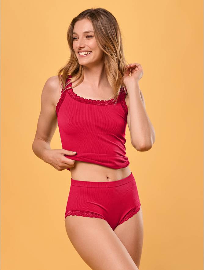 Luigi di Focenza SLIP DONNA MIDI PIZZO ROSSO Promozione Limitata