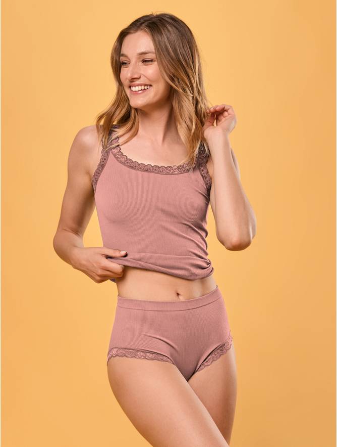 Luigi di Focenza SLIP DONNA MIDI PIZZO ROSA ANTICO Fino Al -60%