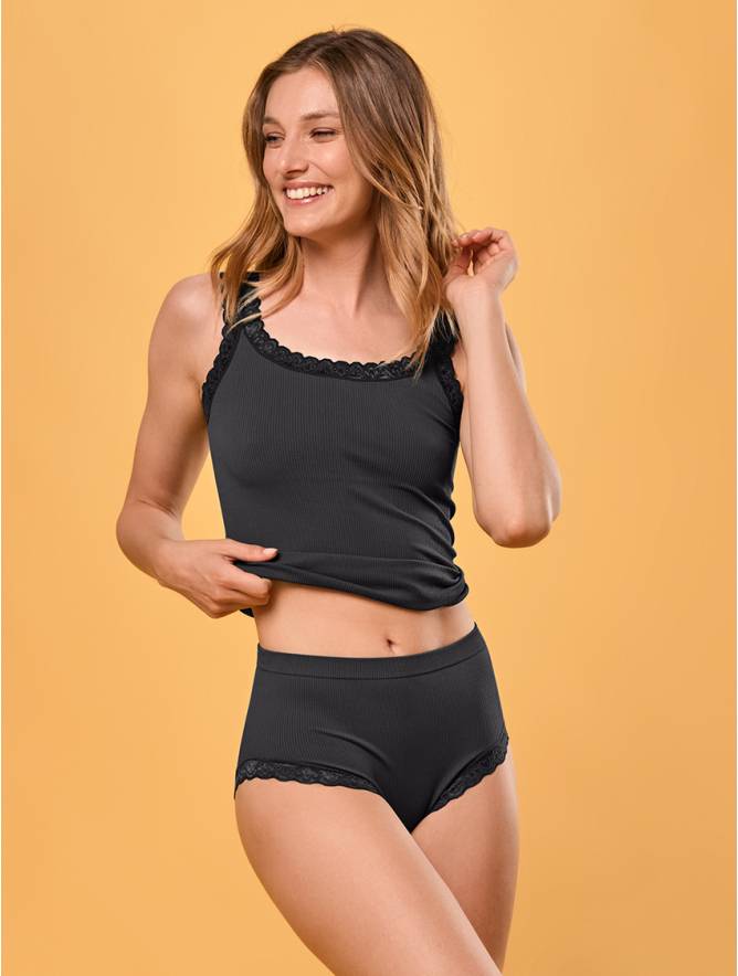 Luigi di Focenza SLIP DONNA MIDI PIZZO NERO Sottocosto