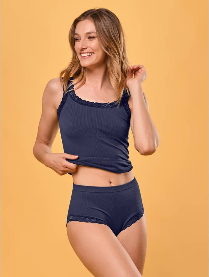Luigi di Focenza SLIP DONNA MIDI PIZZO BLU Sconto