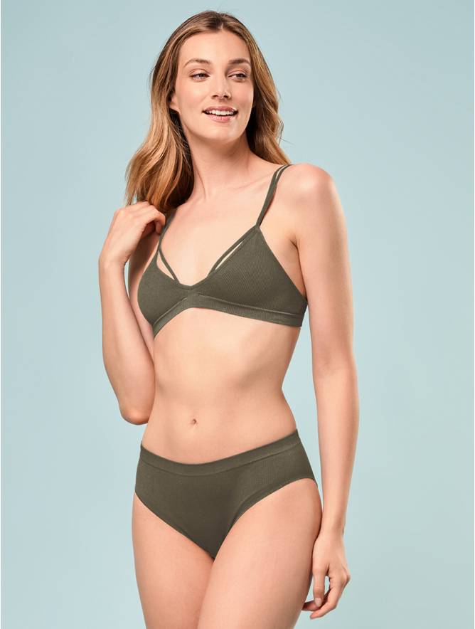 Luigi di Focenza SLIP DONNA V. ALTA COSTINA RIB OLIVA Soddisfazione Garantita