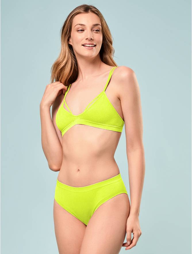 Luigi di Focenza SLIP DONNA V. ALTA COSTINA RIB GIALLO FLUO' Consegna Veloce