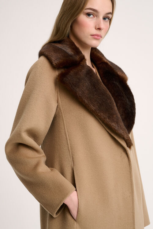 Luisa Spagnoli Sussulto - Cappotto con revers faux fur Vendita Economica