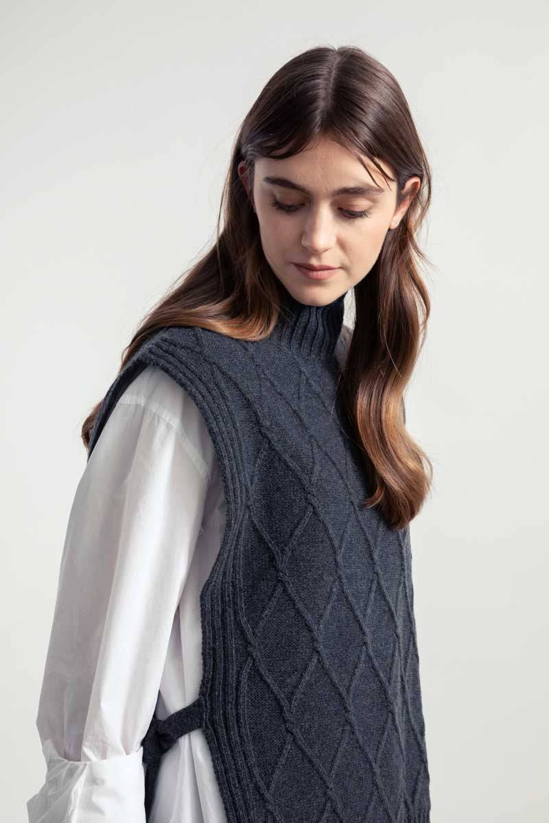 Rifò DELIA Gilet Collo Alto Lana Rigenerata Italy