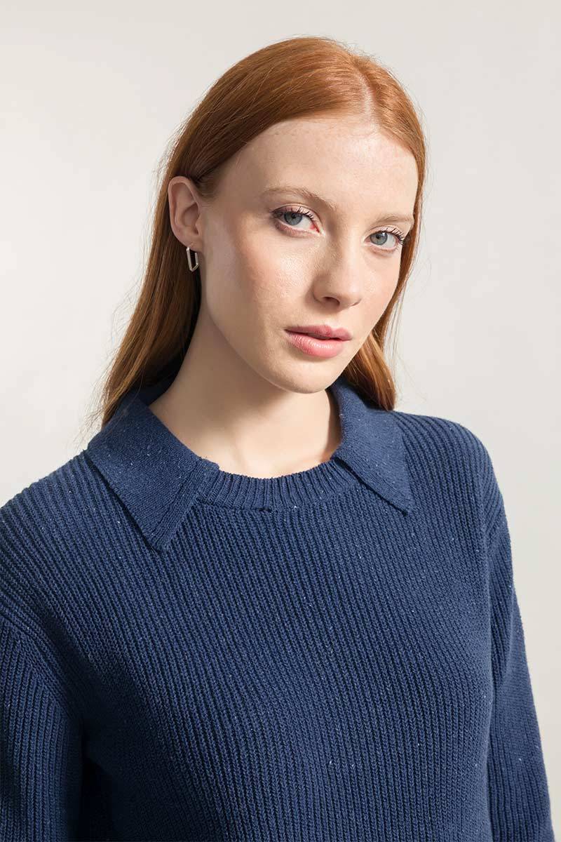 Rifò MARTINA Maglia Cropped Donna Cotone Jeans Rigenerato Economico