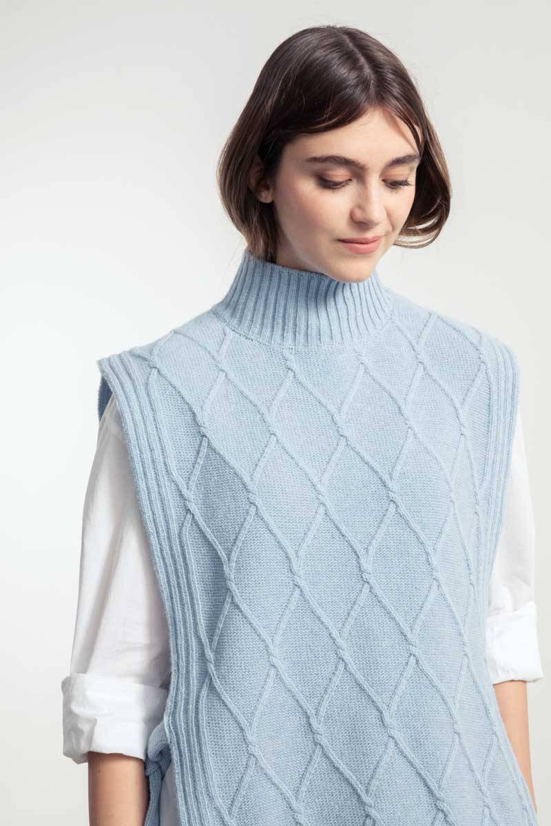Rifò DELIA Gilet Collo Alto Lana Rigenerata Vendita Economica