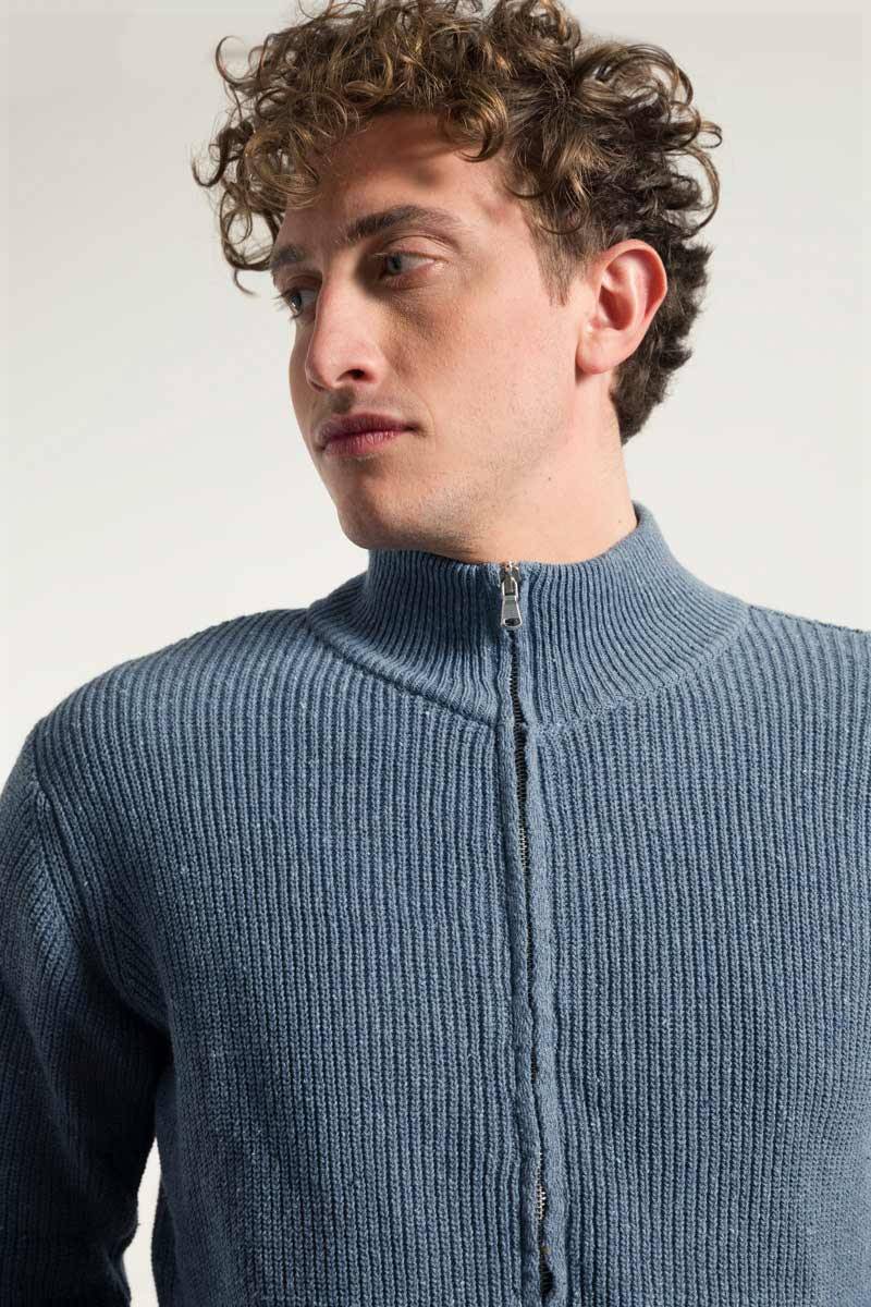 Rifò DUCCIO Cardigan Uomo Cotone Jeans Rigenerato Soddisfazione Garantita