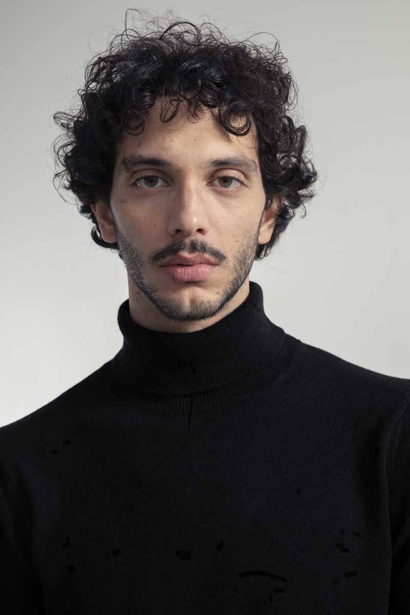Rifò ALBERTO Maglia Collo Alto Uomo Cashmere Rigenerato In Vendita