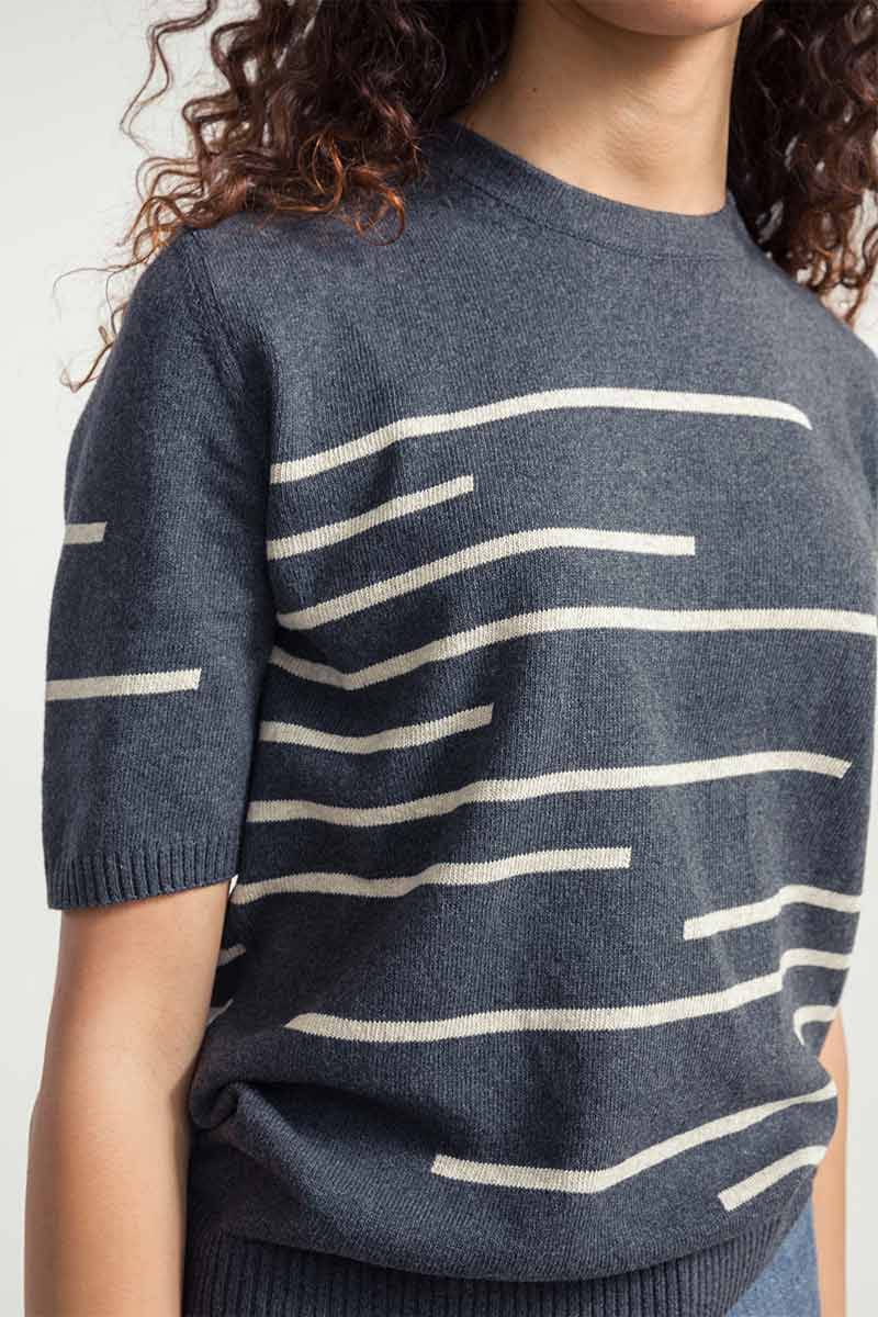Rifò CLIO Maglia Donna Righe Cotone Rigenerato Pezzi Unici