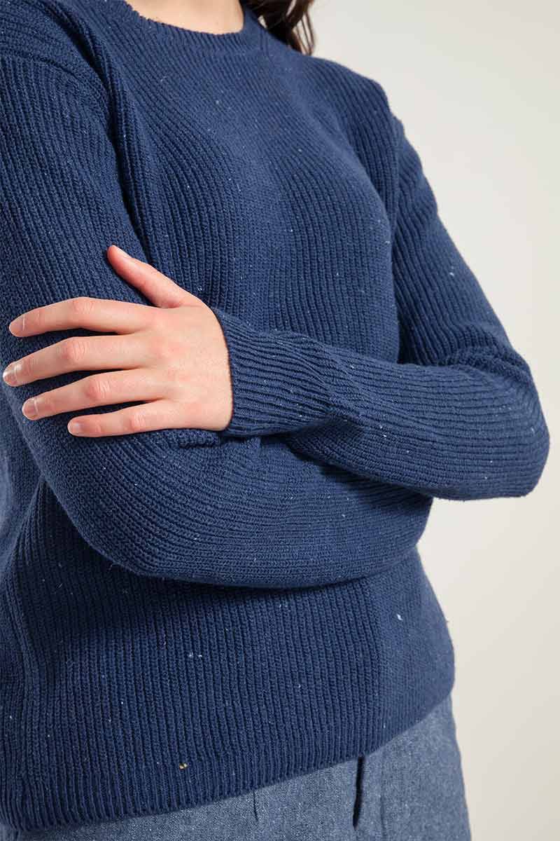 Rifò RACHELE Maglia Girocollo Donna Cotone Jeans Rigenerato Qualità Garantita