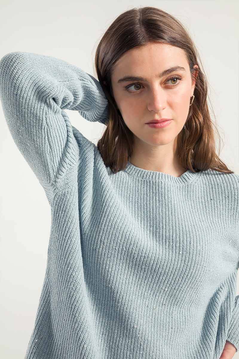 Rifò RACHELE Maglia Girocollo Donna Cotone Jeans Rigenerato Offerte