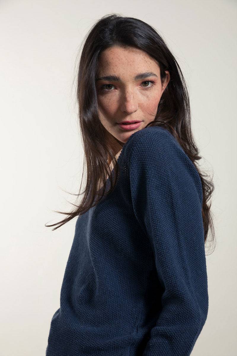 Rifò GRAZIA Maglia Donna Cotone Jeans rigenerato Pezzi Unici