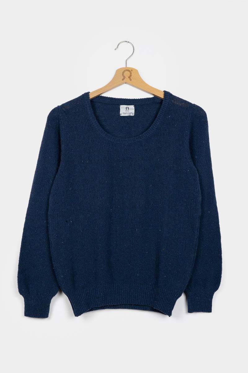 Rifò GRAZIA Maglia Donna Cotone Jeans rigenerato Pezzi Unici