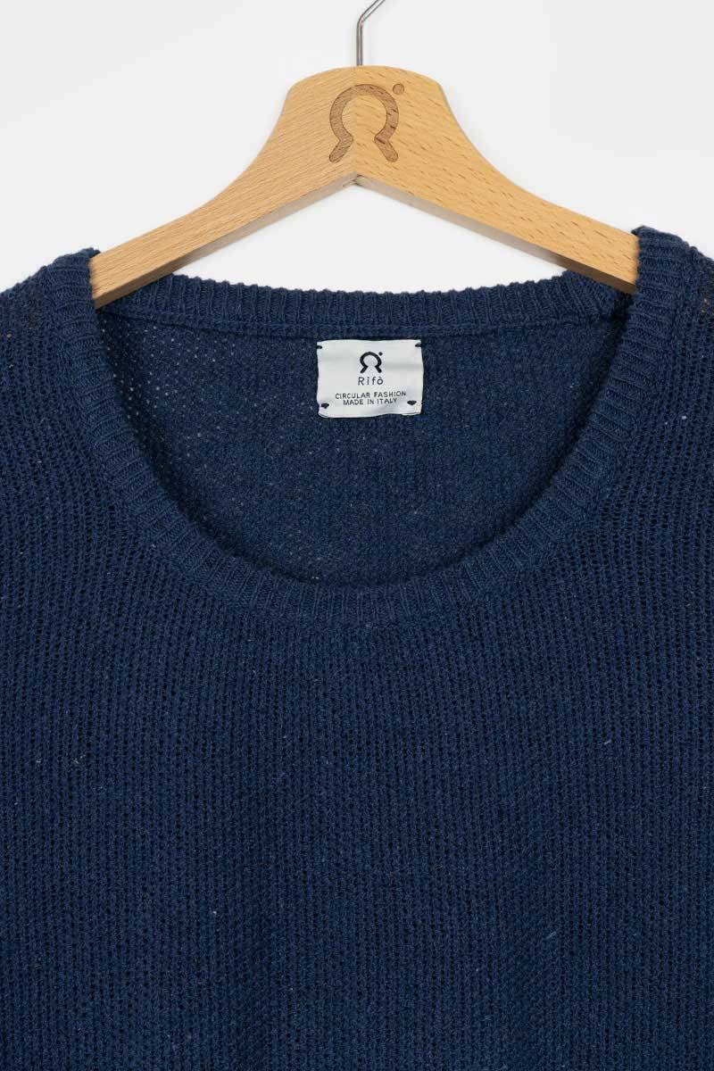 Rifò GRAZIA Maglia Donna Cotone Jeans rigenerato Pezzi Unici