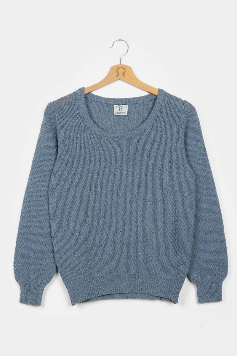 Rifò GRAZIA Maglia Donna Cotone Jeans rigenerato Soddisfazione Garantita