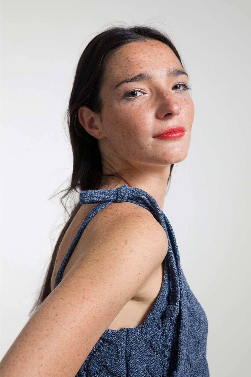 Rifò RENÉ Top Donna Cotone Jeans Rigenerato Negozi Online