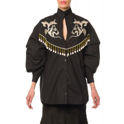 Stella Jean CAMICIA CON RICAMO E FRANGE Moda