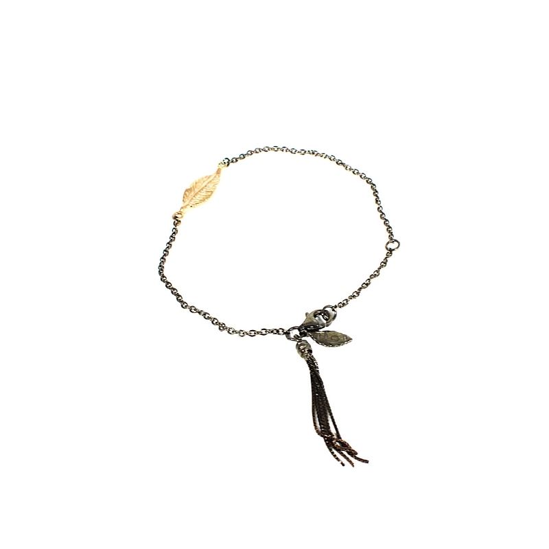 Thais Bernardes Bracciale con Piuma in Oro In Linea