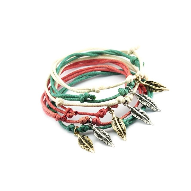 Thais Bernardes Bracciale in Cotone con Piuma Acquista Ora