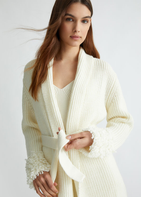 Liu Jo Cardigan bianco in lana Promozione
