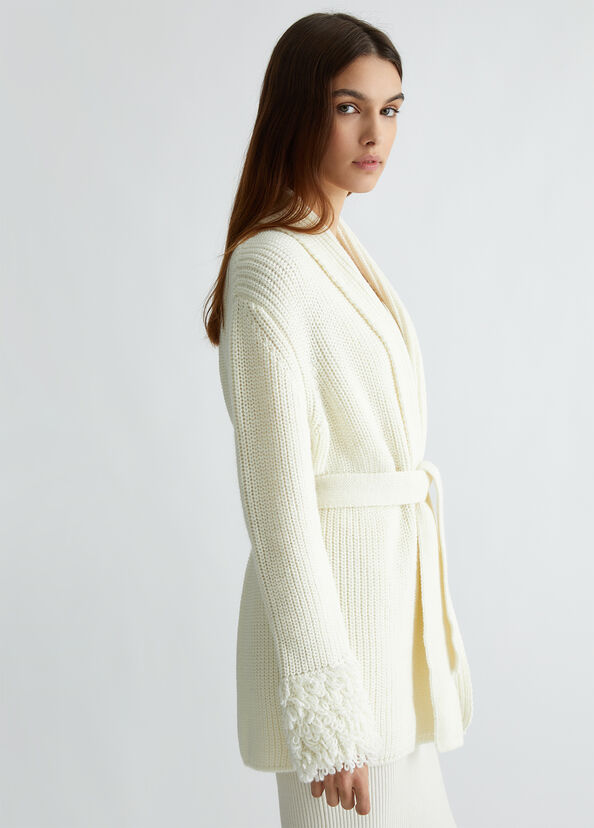 Liu Jo Cardigan bianco in lana Promozione
