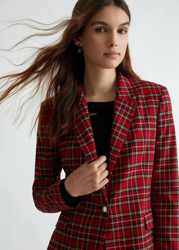 Liu Jo Blazer in tartan rosso Negozi Online