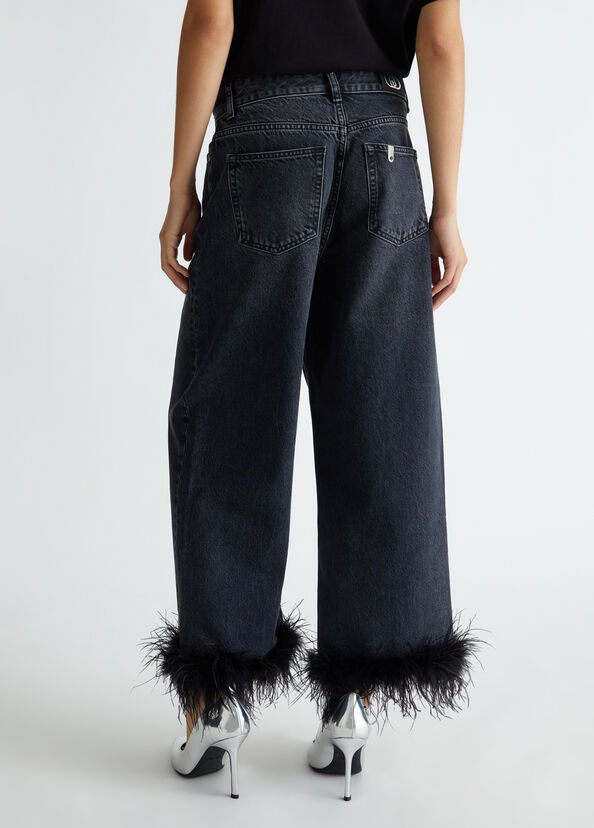Liu Jo Jeans cropped con piume Fino Al -60%