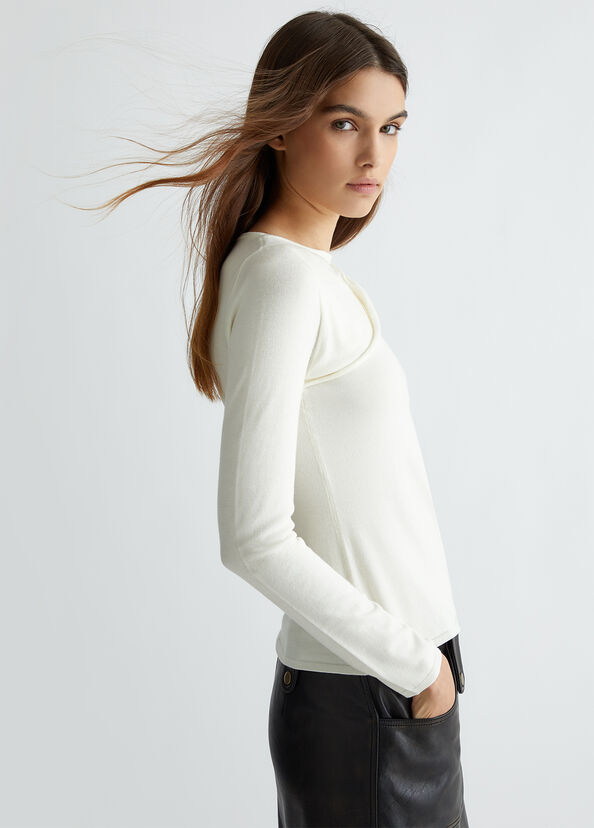 Liu Jo Maglia bianca con cut-out Shopping Online
