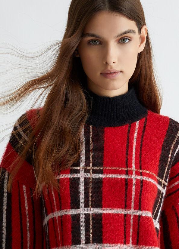 Liu Jo Pullover in tartan rosso Sottocosto