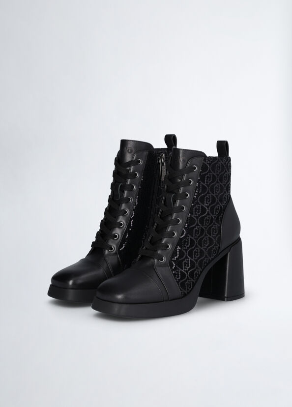 Liu Jo Stivaletti neri con micro paillettes Nuovo