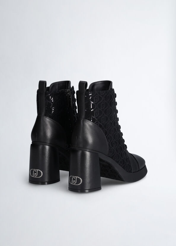 Liu Jo Stivaletti neri con micro paillettes Nuovo
