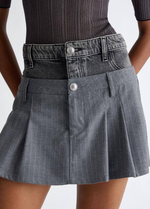 Liu Jo Minigonna in twill gessato e denim Saldi