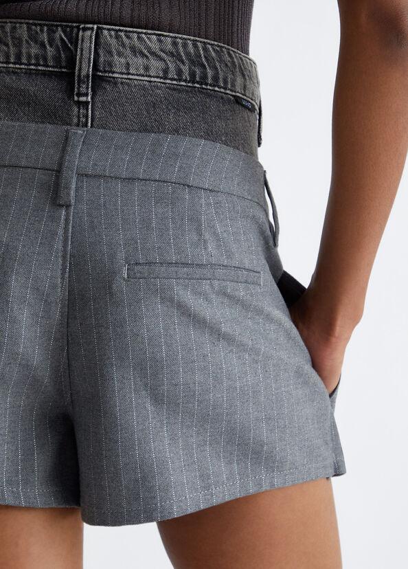 Liu Jo Minigonna in twill gessato e denim Saldi