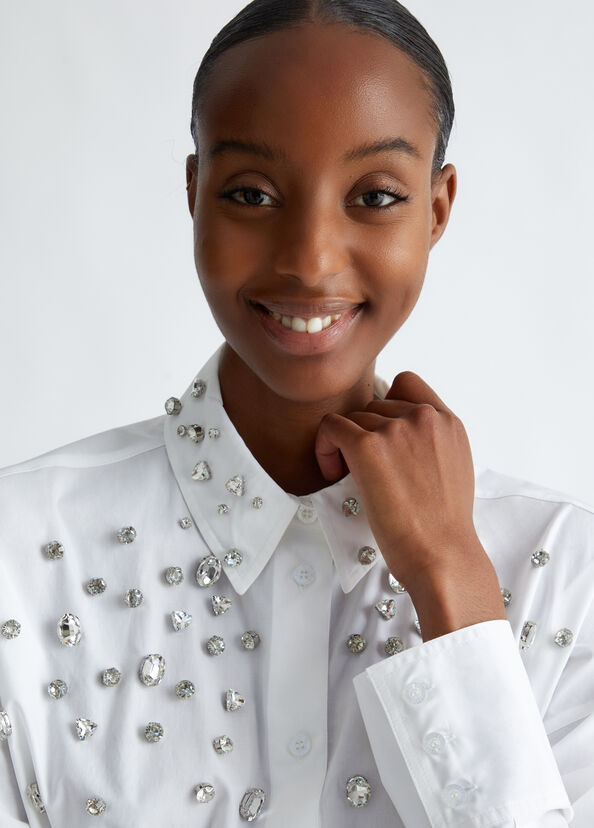Liu Jo Camicia in cotone con strass Vendita Calda